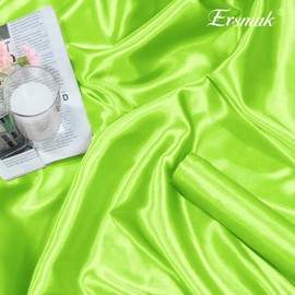 Ersmak Lime Green Satin Fabric by The Yard, 60" Wide Shiny & Soft Charmeuse Silky Satin Fabric for DIY Craft, Wedding Decorations, Sewing, 1 Yard