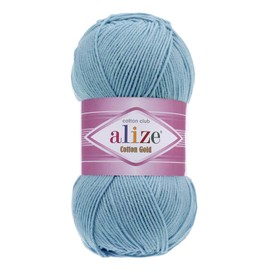 Alize Knitting Yarn 100 g Cotton Gold Plain Classic Yarn Crochet Yarn Knitting Wool Choice of Colours Colour: 40 Ice Blue