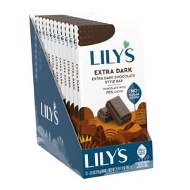 LILY'S Extra Dark Chocolate Style No Sugar Added, Sweets Bars, 2.8 oz (12 Count)