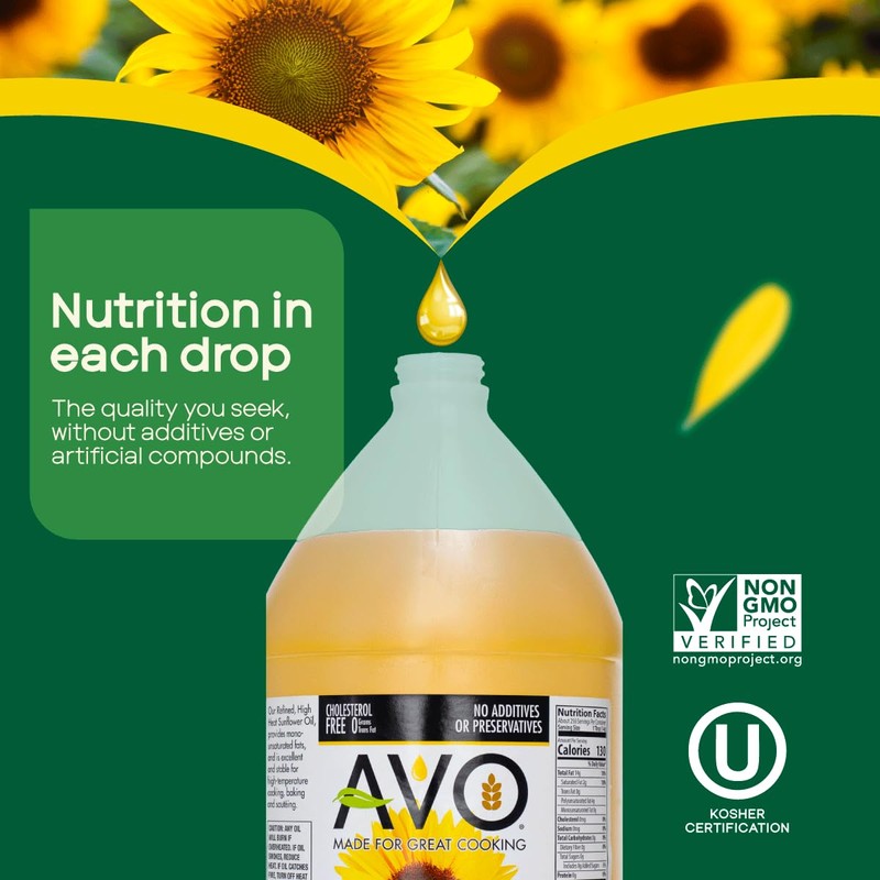 AVO NON-GMO High Oleic Sunflower Oil for General Cooking -