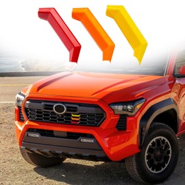 Upgrade Grille Decor Badge Emblem Compatible with 2024 2025 2026 Toyota Tacoma Accessories TRD Off-Road, TRD PreRunner, TRD Sport Tri-Color Front Grille Insert Trims (Yellow/Orange/Red)