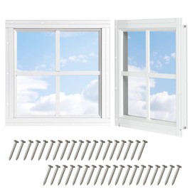 COLORPAPA 2 Pack Shed Windows, 12"x12" Transom Window Fixed Design with Tempered Glass for Shed, Chicken Coop, Playhouse, Household, Garage, Barns (White)