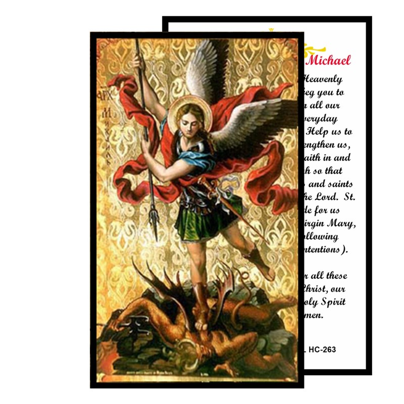 Prayer to St Michael the Archangel Laminated Holy Card Blessed