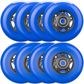 WHEELCOME Inline Skate Wheels Outdoor & Indoor Blade Roller Skate Wheels 85a Roller Hockey Wheels w/Bearings ABEC-9 for Scooter Luggage Repair, 64mm 70mm 72mm 76mm 80mm Dia, 8-Pack (Blue, 80mm)