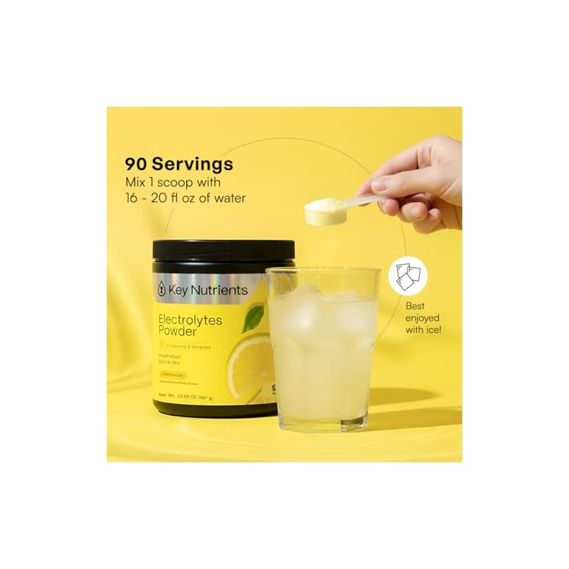 Keynutrients Electrolitos Polvo Limonada Cero Calorías Rosa Porciones Paquetes Viaje