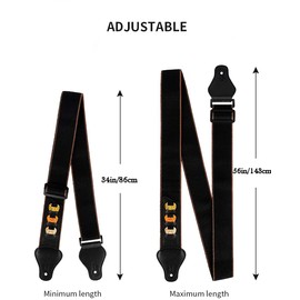 BetterJonny Guitar Strap, Cotton Adjustable Guitar Shoulder Strap, Guitar Strap with Leather Ends, Strap Locks, Guitar Neck Strap for Electric Guitar, Western Guitar, Acoustic Guitar, Bass Brown,