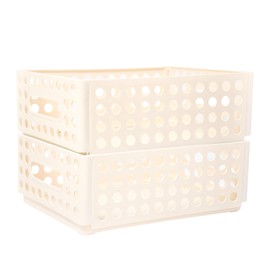 Elezeal 2 Pcs Foldable Plastic Storage Box, Durable and Collapsible Storage Basket Folding Crate Boxes Organizer, Stackable Storage Bins with Handles for Kitchen,Living Room,Office