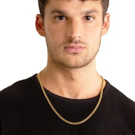 Invicta Men's Gold Stainless Steel Necklace, Curb Chain Jewelry, (6mm) - 24 Inches