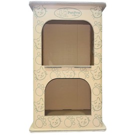 PetPro 2-Floor Cardboard Cat House, Cat Scratcher House for Indoor Cats, Eco-Friendly Play House, Corrugated Cardboard Cat Condo, Cat Rabbit Hutch Alternative, Easy Assembly, Durable & Spacious