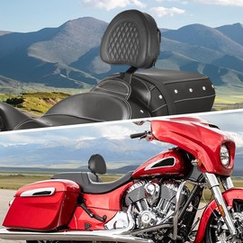 AUFER Detachable Adjustable Plug-in Driver Rider Backrest Sissy Bar Mounting Kit with Backre Rest Pad Compatible with for Chief Vintage Chieftain Classic Roadmaster Springfield 2014-2024