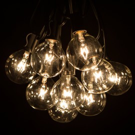 100 Foot Outdoor String Lights - 105 G50 Clear 2" Bulbs (5 Extra) - Black Wire - Globe String Lights for Patio, Backyard, Deck, Bistro, Cafe and Party Lighting