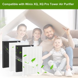 2 Pack XQ True HEPA Replacement Filter X Compatible with Winix XQ, XQ Pro Tower Air Cleaner Purifier, 1712-0089-01-0101-02, H13 HEPA & Activated Carbon Filters