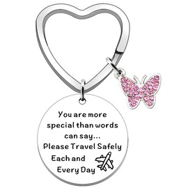 SDOFY Safe Travels Gift Travelling Gifts Travel Gifts for Women Flight Attendant Gifts Galentines Day Gifts Travel Safely Each and Every Day Keyring