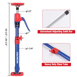 WORKPRO Cabinet Jack Support Pole, 18-1/2" to 29-1/2" Steel Telescopic Quick Support Rod Adjustable 3rd Hand Support System with 154 lbs Capacity for Cabinet Jack, Drywall Jack& Cargo Bars, 2-Pack