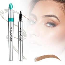 MKUCCD 2024 New Magic Eyebrow Pencil, Upgraded 3D Waterproof Microblading Contouring Pen, 4 Tipped Precise Brow Pen, Natural Fine Stroke
