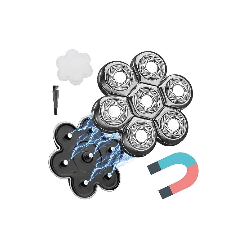 Magnetic 7 Blades Head Shaver Replacement Blades for head Shaver