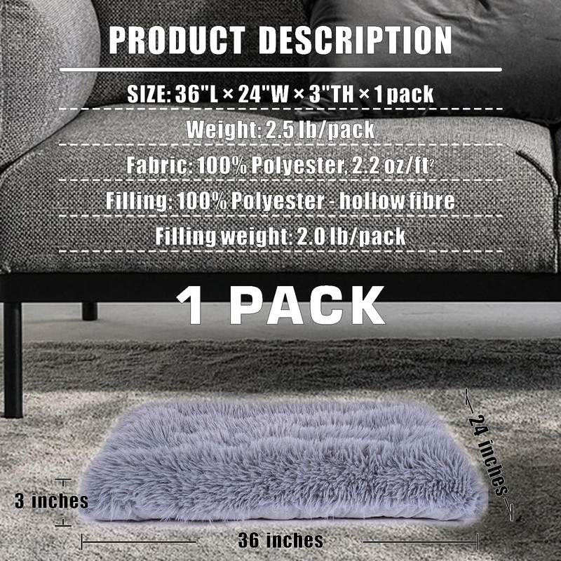 Machine Washable Dog Bed, Deluxe Plush Dog Crate Pad and