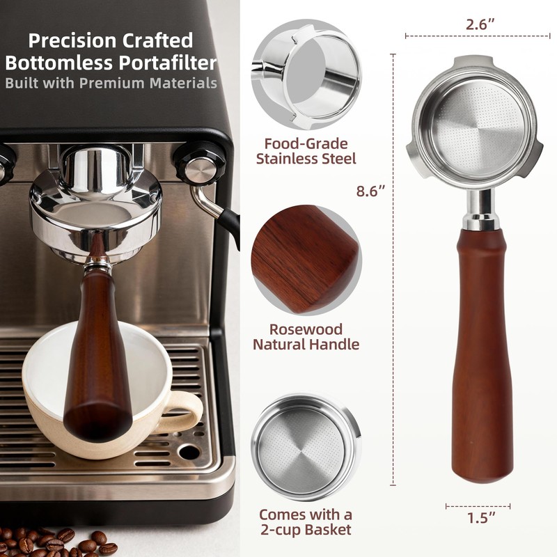 ShanSon Espresso 51mm Bottomless Portafilter with Stainless Steel 3 Ears