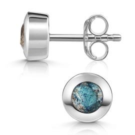 Materia by Matthias Wanger Round Gemstone Stud Earrings Silver 925 for Women Faceted, Gemstone, Labradorite