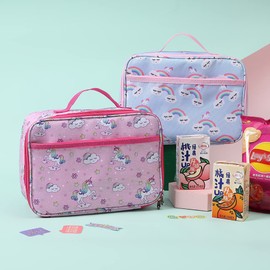 Insulated Lunch Bag for Children/Teens/Kids - Lunch Box for Daily Office Work School Outdoor Activities - Reusable Leakproof Cooler Bag Picnic Zipper Organizer (Pink Unicorn)