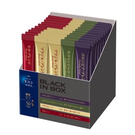 AGF Maxim Black In Box Assortment of 50 Packs of Instant Coffee, Stick Type, Includes 20 Packs of Brazilian Blend, 10 Packs of Colombian Blend, 10 Packs of Mocha Blend, and 10 Packs of Kilimanjaro Blend