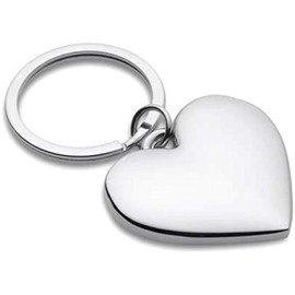 eBuyGB Love Heart Shaped Chrome Plated Metal Key Ring Gift Boxed, Silver