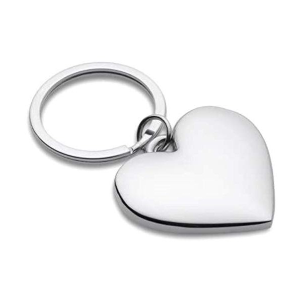 eBuyGB Love Heart Shaped Chrome Plated Metal Key Ring Gift