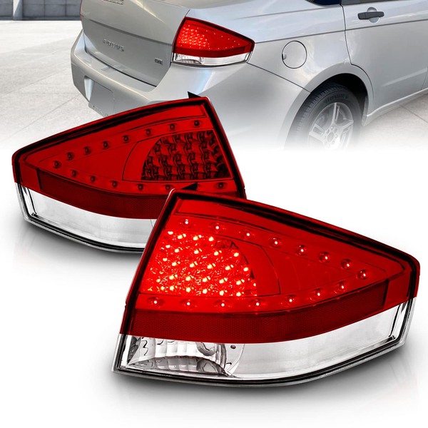 AmeriLite 4 Door/2 Door Led Taillights Red/Clear for Ford Focus
