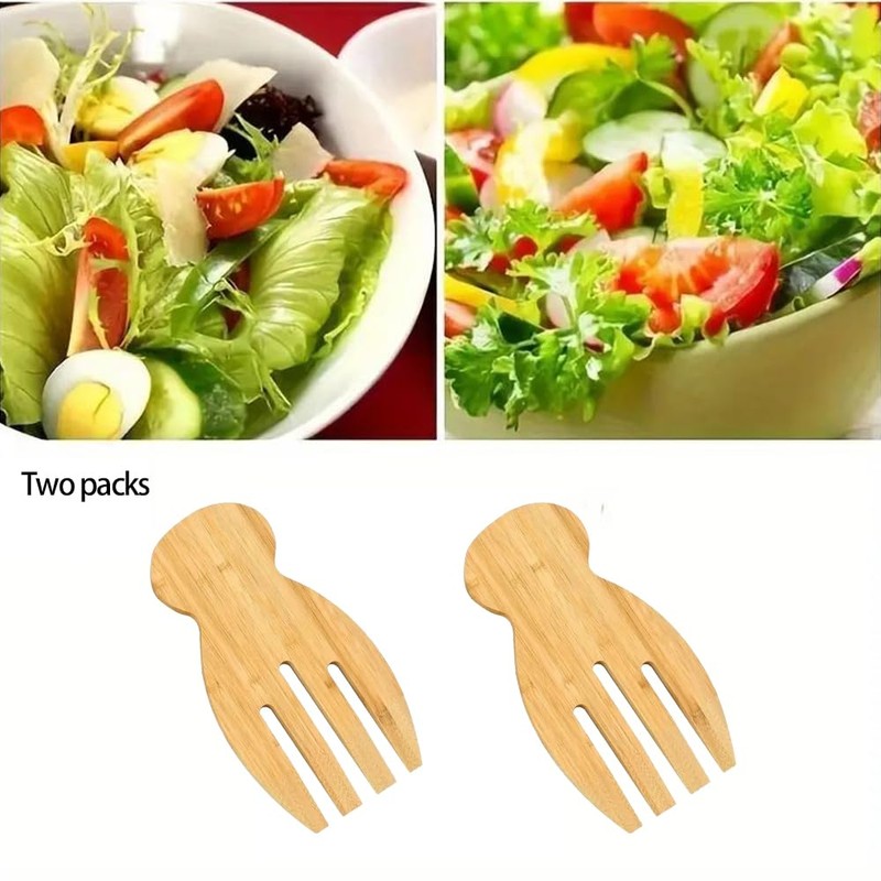 Wooden Salad Servers,Salad Hands,Wood Salad Tongs for Serving, Great for
