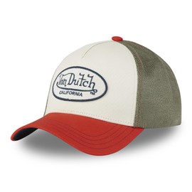 Von Dutch Unisex Adjustable Terry Trucker Cap, Beige/Orange/Khaki, Unit size