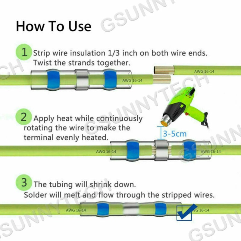 AP 250Pcs Waterproof Heat Shrink Butt Terminals Solder Seal Sleeve