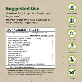 ENZALASE Master Supplements 50 Capsules, Pack of 3 - Probiotic Compatible Enzymes - Provides Digestive Boost + Gas & Bloating Relief - Gluten Free - 150 Total Servings