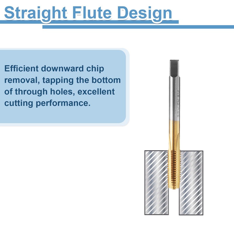 sourcing map 2pcs Straight Flute Thread Taps, M8 x 1.25