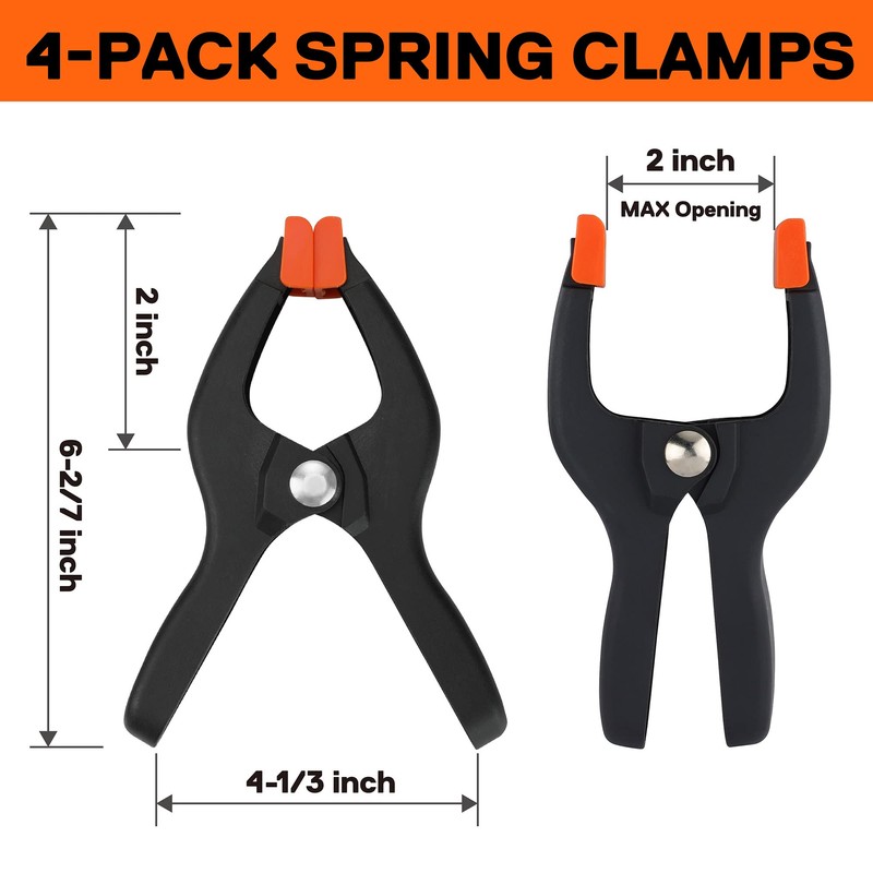 PONY 5-in-1 Strap Clamp with 4-Pack 6-2/7" Spring Clamps, Woodworking