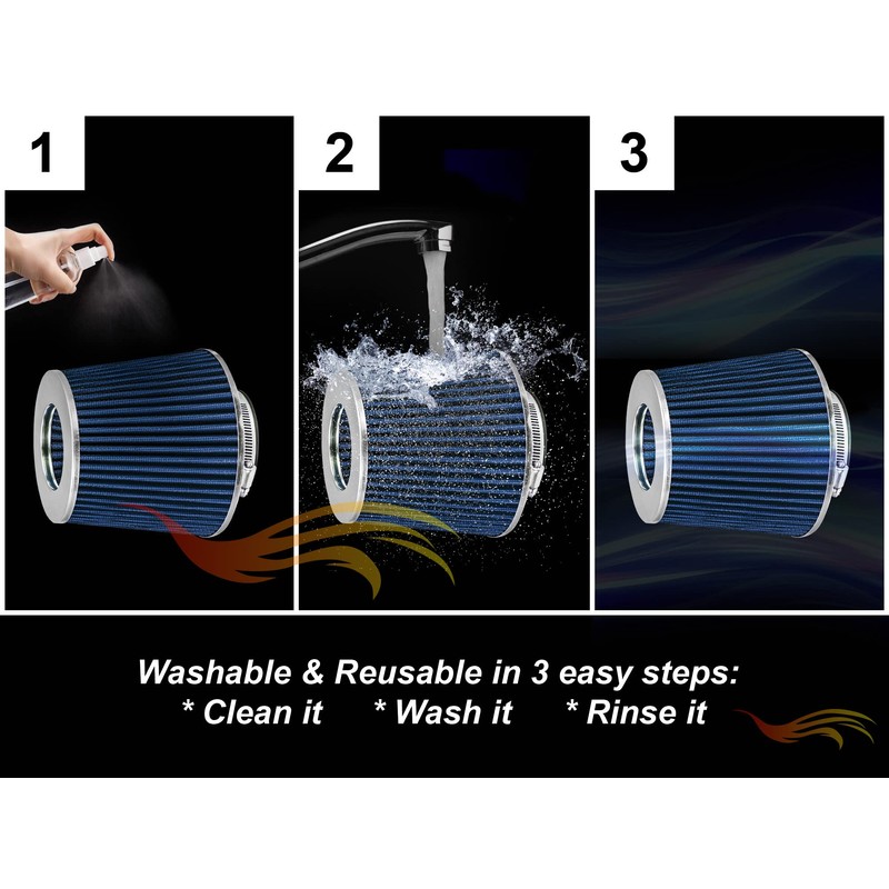 Rtunes Racing Short Ram Air Intake Kit + Filter Combo