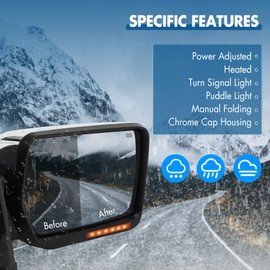 FEIPARTS A Pair Of Towing Mirrors Fit For 2004-2014 For Ford F150 Pickup Truck With Power Heated Turn Signal Light Puddle Light Chrome Mirrors