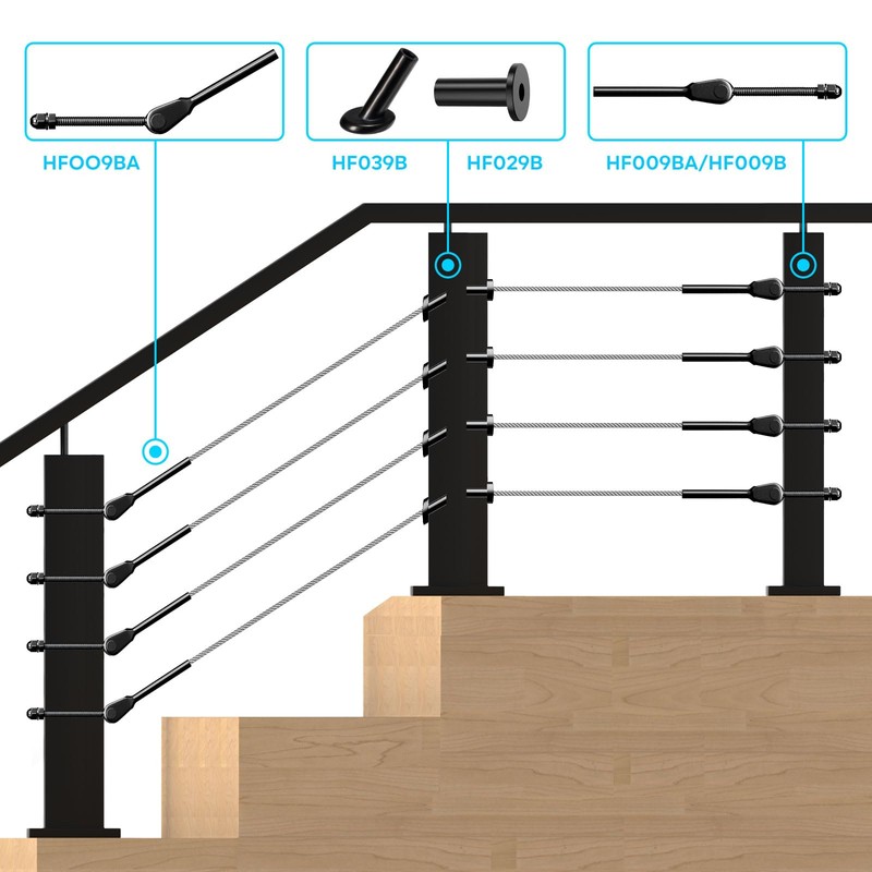 RiaYer Cable Railing Kit Hardware System for Deck Stairs, T316