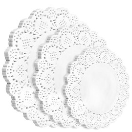 Yolev Yolev 150Pcs Round Paper Doilies, 3 Sizes White Doilies Lace Paper for Buffet Cake Fried Food Party Wedding Tableware Decoration (6.5 Inch 7.5 Inch 8.5 Inch)