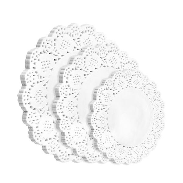 Yolev Yolev 150Pcs Round Paper Doilies, 3 Sizes White Doilies