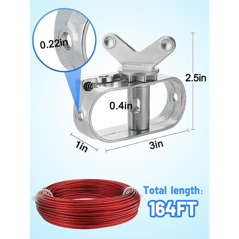 164ft Pool Cover Cable & Heavy Duty Winch Kit -