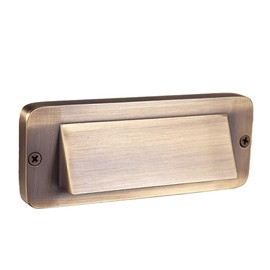 VOLT Cast Brass 12V 3W Mini Thin Integrated LED Hooded Outdoor Step Light (20 Lumens)