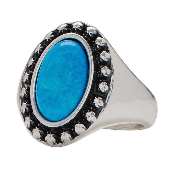 Lucky Brand Turquoise Set Stone Ring, Silver, One Size