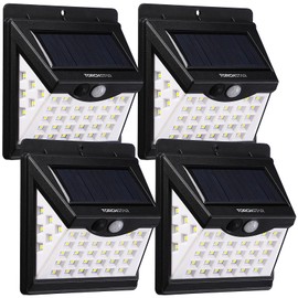 TORCHSTAR 40 LED Solar Lights Outdoor, Waterproof Motion Sensor Light, Cordless Security Lighting for Driveway, Patio, Garage, Porch, 6500K Pure White, Black, Pack of 4