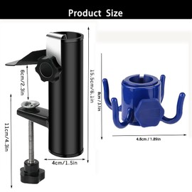 Eysbiy Patio Umbrella Clamp, Umbrella Holder Clip with Umbrella Hanging Hook, Adjustable Patio Umbrella Clips Parasol Holder Beach Fishing Umbrella Mount Clamp for Table and Chair