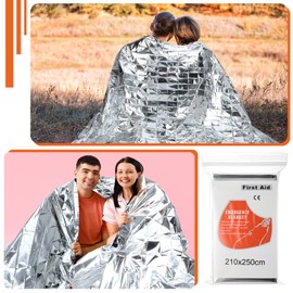 Kingdder Oversized Emergency Blankets 30 Pack 99" L x 83" W Emergency Thermal Blankets Silver Foil Survival Blanket Kit for Outdoors, Camping, Hiking, Homeless, First Aid