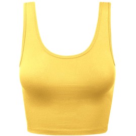 HATOPANTS Women Sleeveless Racerback Crop Tank Top Cami Backless Scoopneck Shirts Yello S