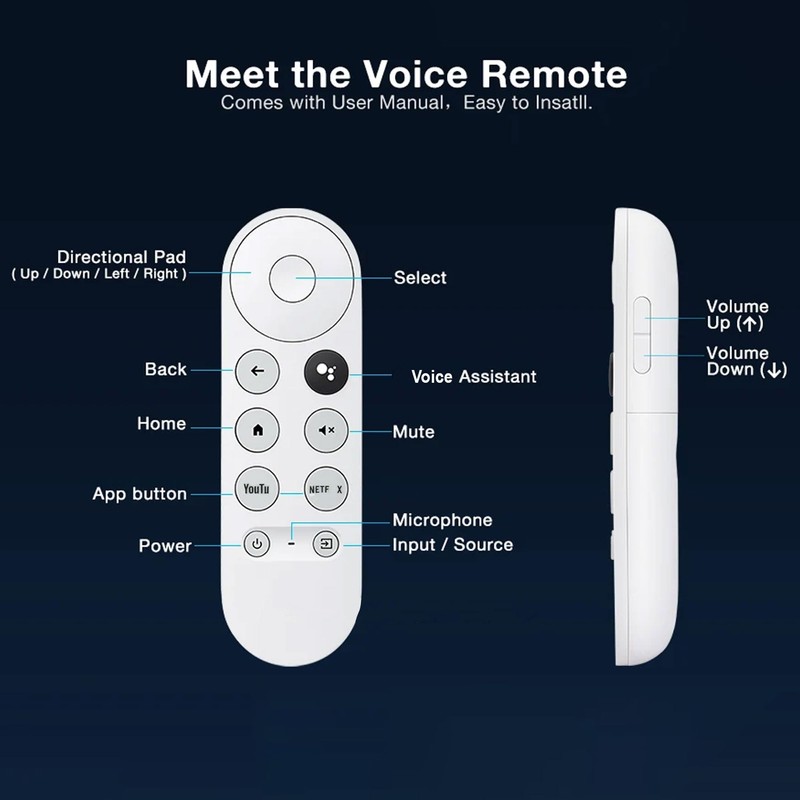 Voice Remote Control Compatible with Google Chromecast 4k Snow Streaming