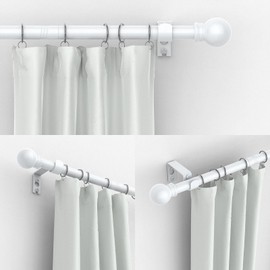 Thestoa Curtain Rods for Windows 48 to 84-92 inch, 5/8" White Curtain Rods, Stainless Steel Small Curtain Rods for Bedroom, Living Room,Kitchen,Farmhouse, Outdoor Curtain rod White