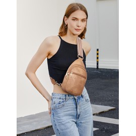 Telena Sling Bag for Women Crossbody Fanny Packs for Women Leather Sling Chest Bag with Adjustable Strap Camel Brown