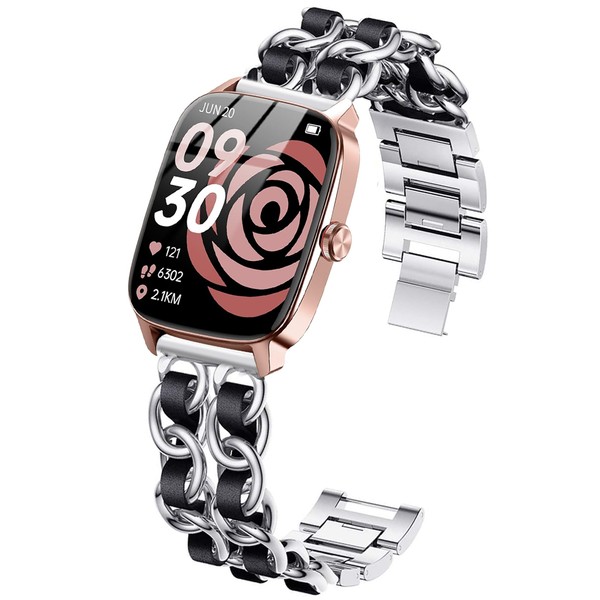 IDW28 Smartwatch Bands, Lamshaw 22mm Jewelry Chain Metal Wristband with